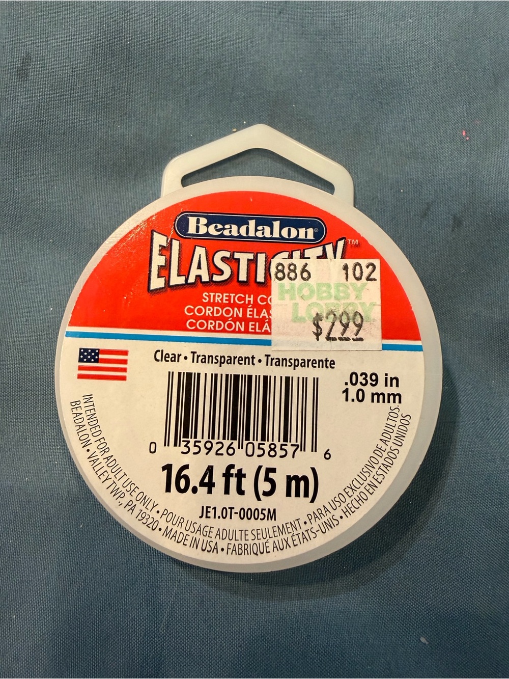 Clear Elastic Jewelry Cord 16.4 ft (1.0 mm)